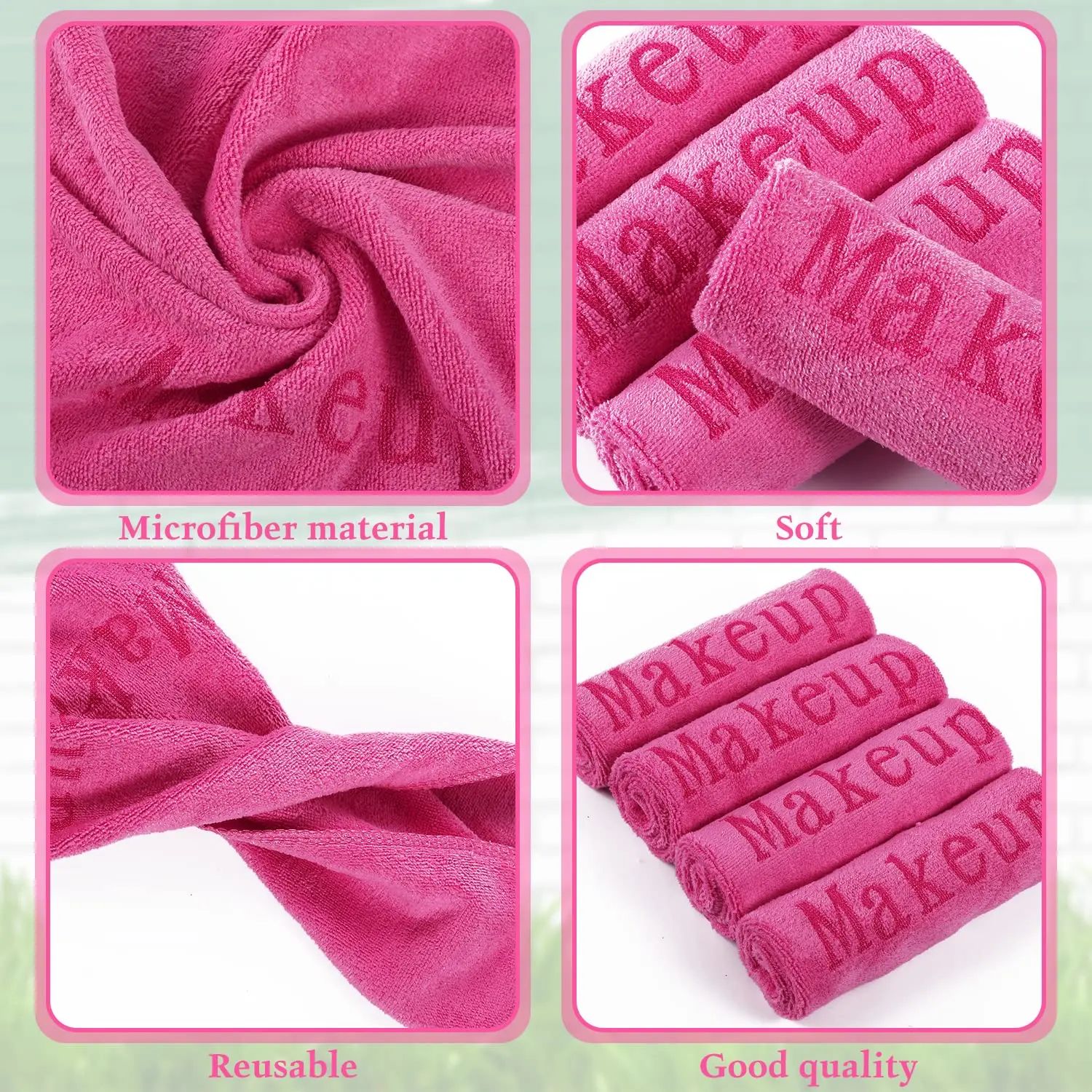 Makeup Towels,Microfiber Face Washcloth 12x12in Makeup Remover Wash Cloth Soft For Women Skin