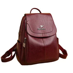 custom logo Wholesale New Custom PU Vintage National Large Capacity College Travel Backpack with Zipper Closure for Women