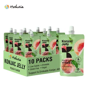 Chinese Manufacturer   Shirataki Jelly Snacks Peach Fruit Flavor Low Calorie Vegan 4 Kcal Drinkable Jelly