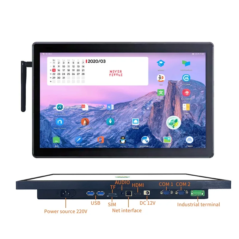 Wall mounted 15.6 inch display TFT Android operation system RK3568 and RS232 touch panel support serial port communication