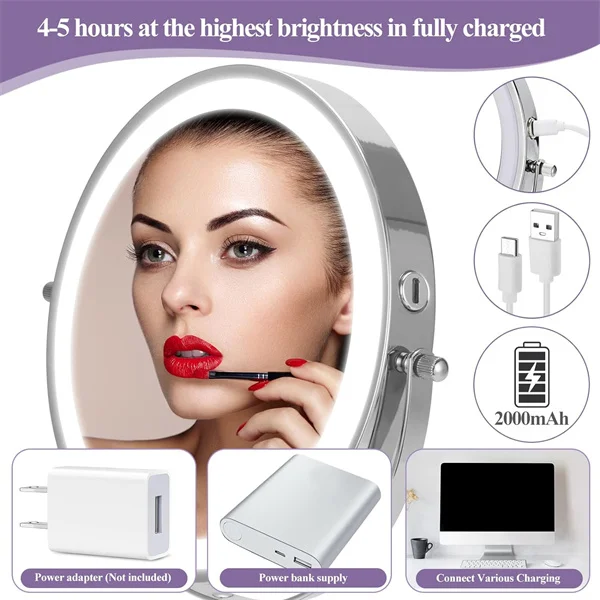 Height Adjustable Rechargeable Led Vanity Mirror - Buy 8 Inch Height ...