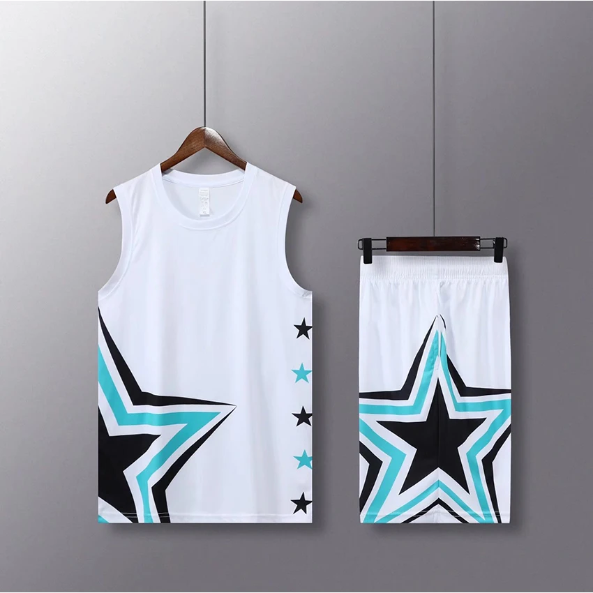 Wholesale custom logo oversized blank new sublimation simple white and blue  color basketball jersey design From m.