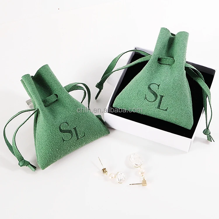 Customize Microfiber Fabric Envelop Small Luxury Jewelry Packaging Pouch Microfiber Bag With Enbossed