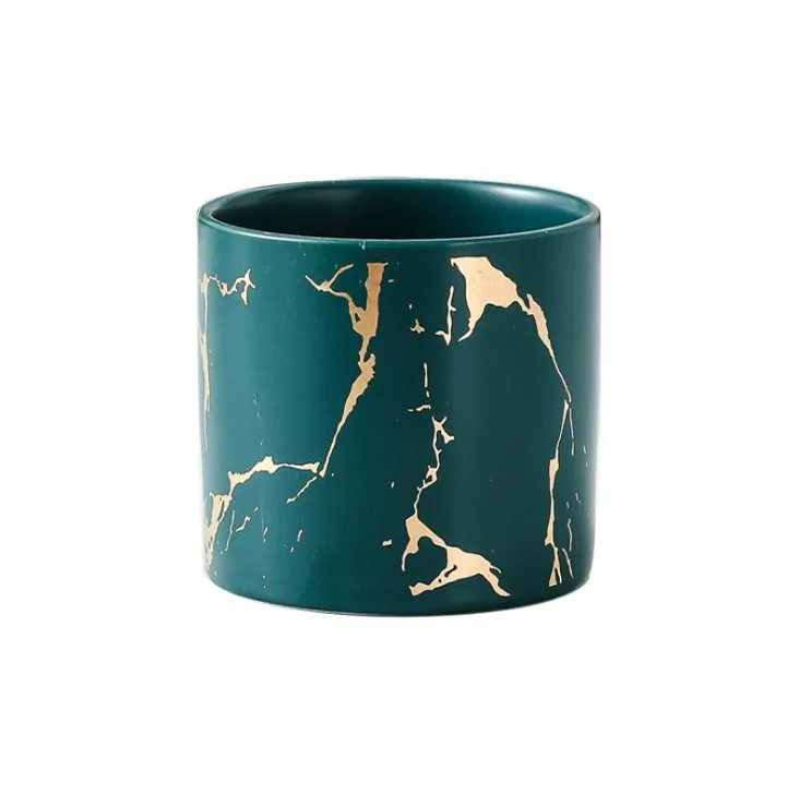 Керамическая банка для свечей с мраморными принтами
