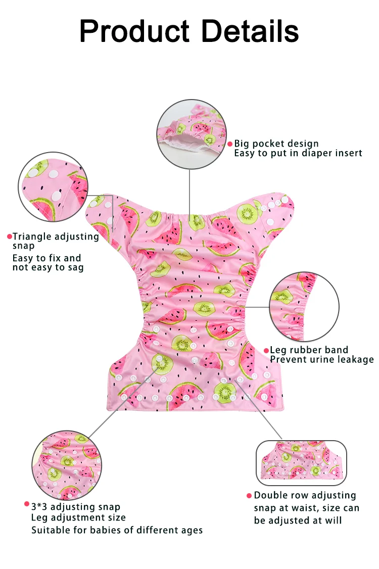 Custom Low Moq Ecological Reusable Washable Baby Diapers Baby