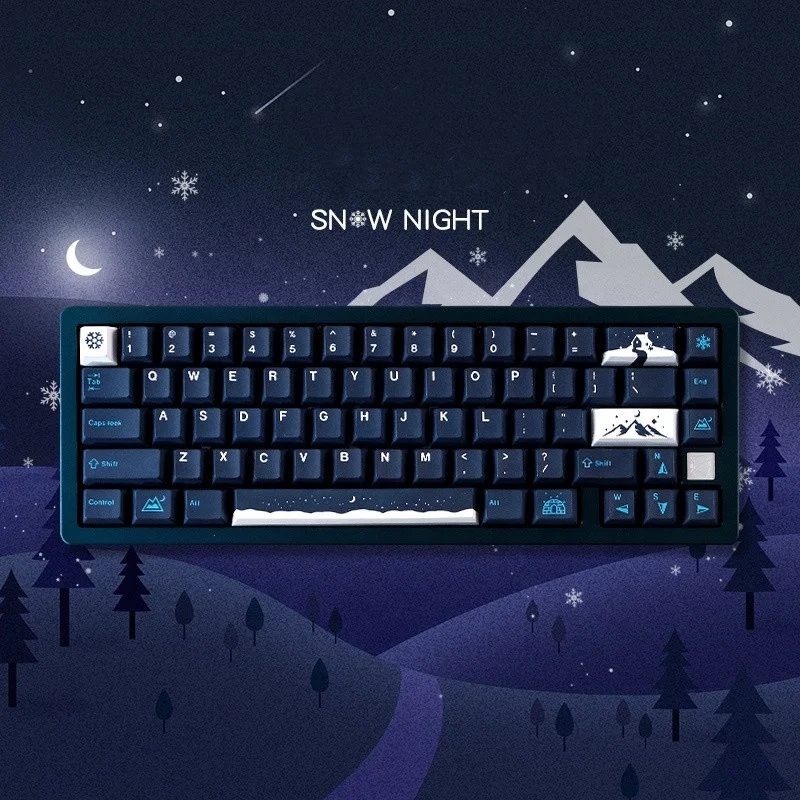 雪に覆われた夜のキーキャップPBT5面染料昇華キーキャップチェリー