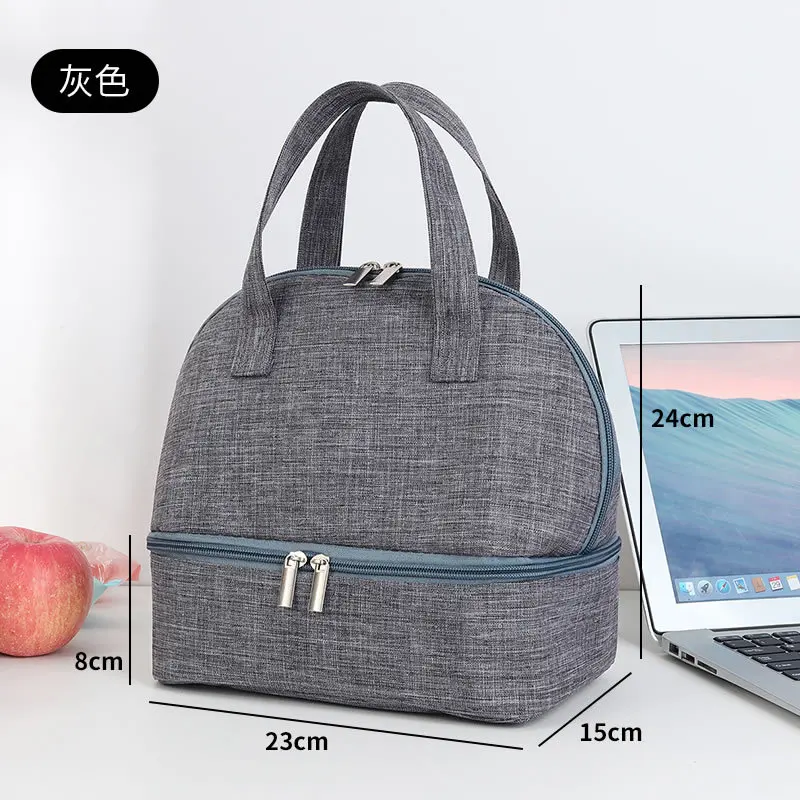 In Stock RTS Two Layers Student School Daily Lunch Bag Outdoor Picnic Tote Thermal Insulated Bag Breast Milk Cooler Bag