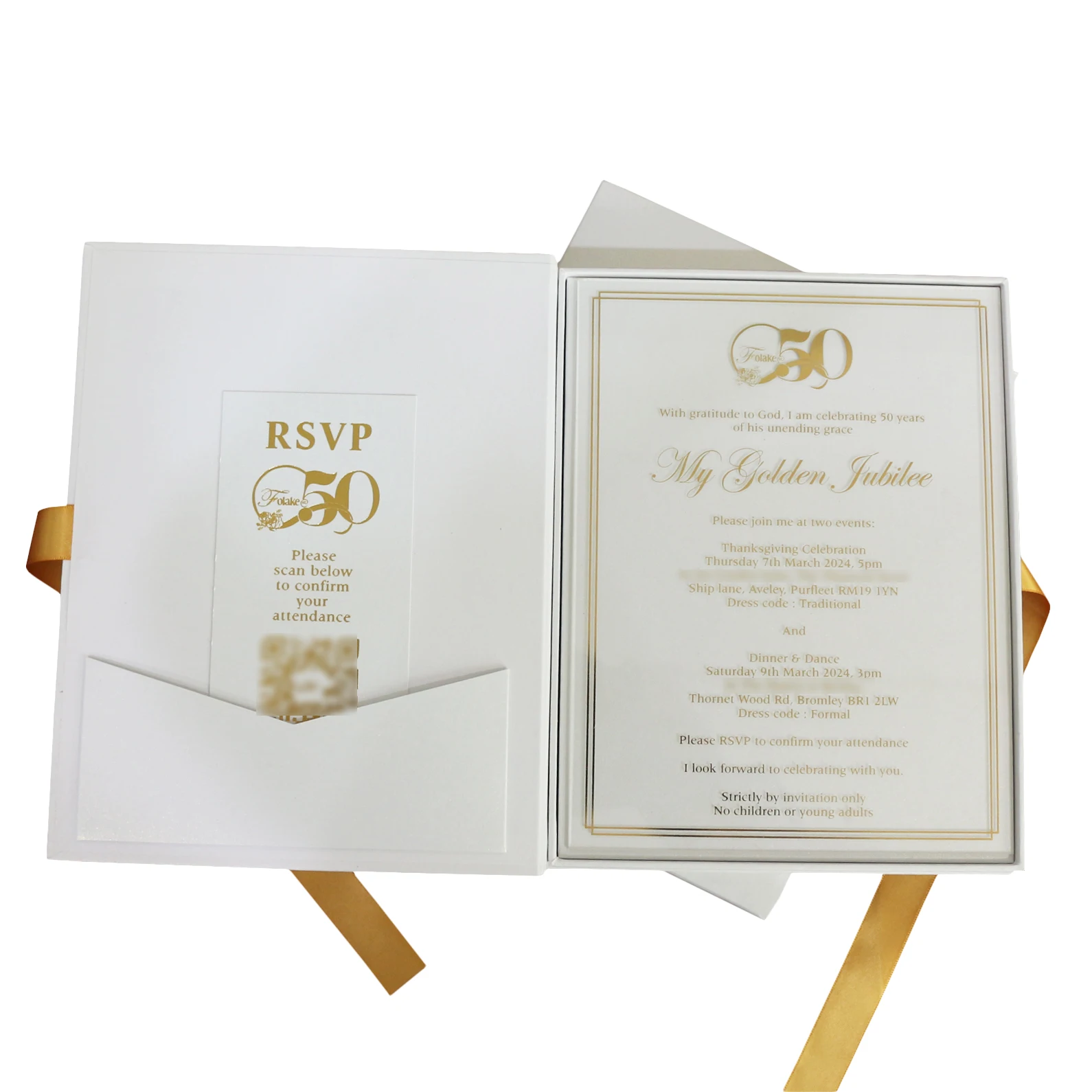 Luxury 50th Wedding Anniversary Invitations Paper Box Invitation with Clear  Acrylic