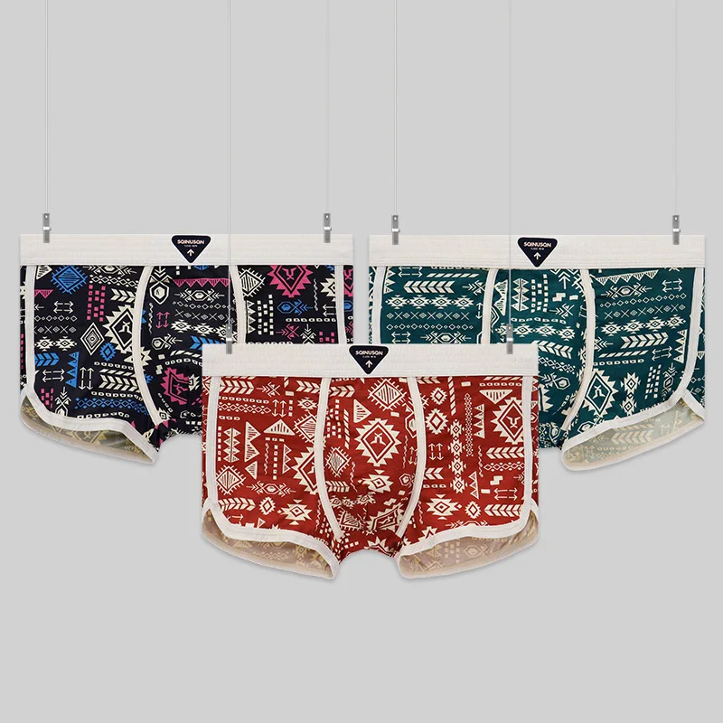 SQINUSQN/Lion Chino Men's Retro Ethnic Print Briefs Comfortable