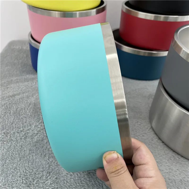 Недорогой контейнер для еды и воды объемом 64 унции с двойными стенками из нержавеющей стали 304 вакуумные миски собак порошковым покрытием без