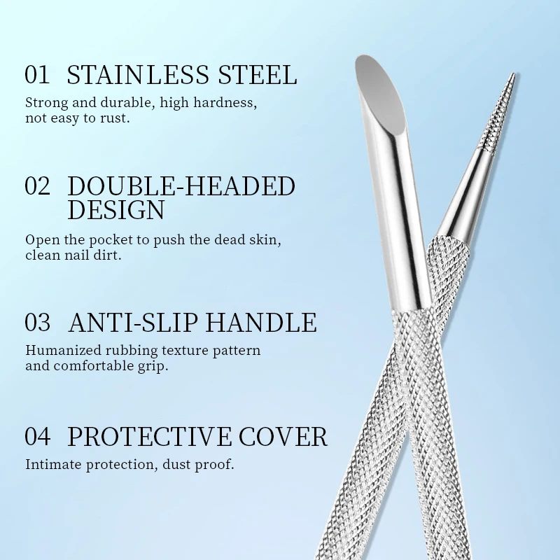 Stainless Steel Cuticle Pusher Dead Skin Push Remover For Pedicure