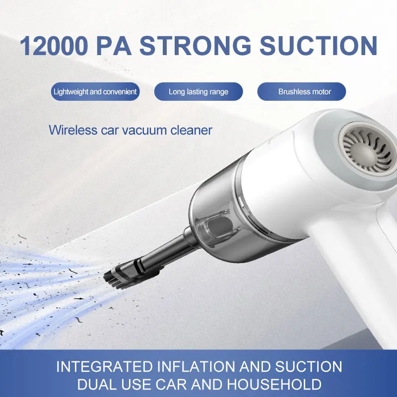 2 in 1 Mini Wireless Car Vacuum Cleaner and Pump Small Cordless Handheld Portable Hand Aspirateur Voiture With Air Compressor