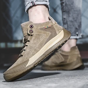 Factory-customized Wholesale High-top Men's Fleece Warm Winter Outdoor Boots Genuine Leather Upper Anti-slip Casual Shoes