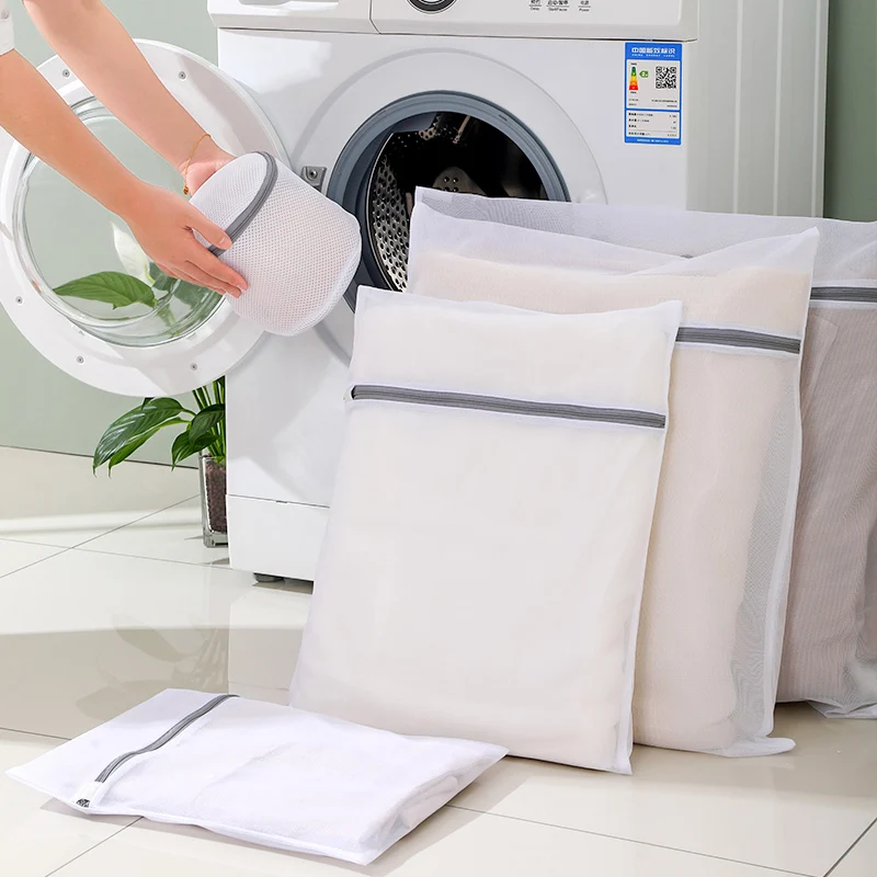 Set Di 3 Sacchetti Per Biancheria Delicata In Rete Con Anello Appendiabiti – Borse Per Lavatrice Grandi E Medie, Ideali Per Reggiseni E Calzini