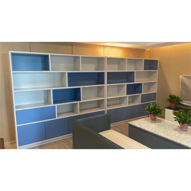 2024 Skyline Real customer cases Blue and white storage cabinets and display cabinets and all glass wardrobe rooms