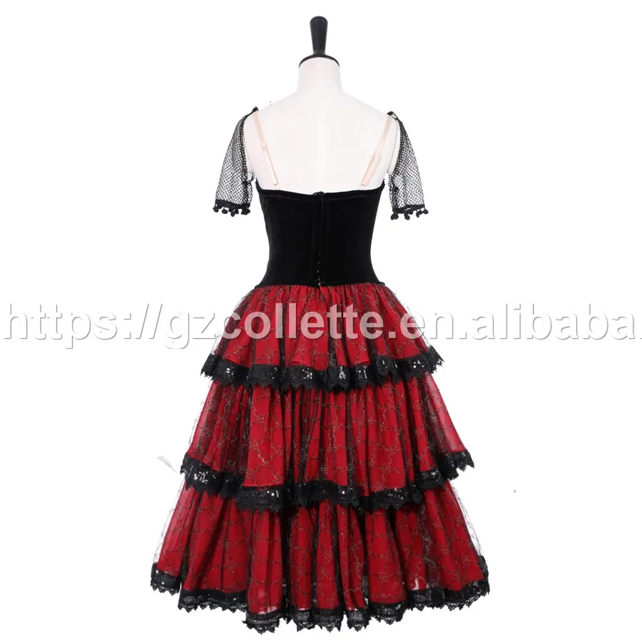 Ballet Dress Girls Spanish Variation Dance Tutu 3 Layers Cake Ballet  Costumes Kids Spanish Sling Swing Dress Professional Dress
