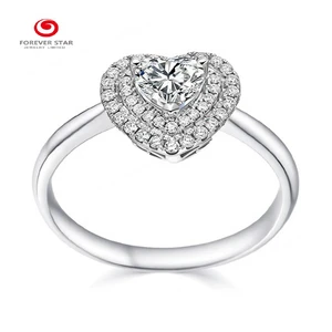 Wholesale Fashionable Moissanite Heart Cut Engagement Ring Gold Platinum Plated for Certified Memorable Wedding Jewelry Setting