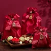 Wine-red bow double happiness character
