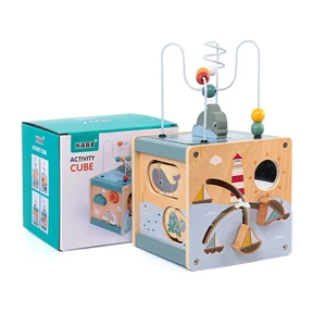 Multifunctional 3D Wooden Activity Cube Montessori-inspired Toy for Toddlers 2 to 4 Years Fun Ocean Game Box CPC Certified