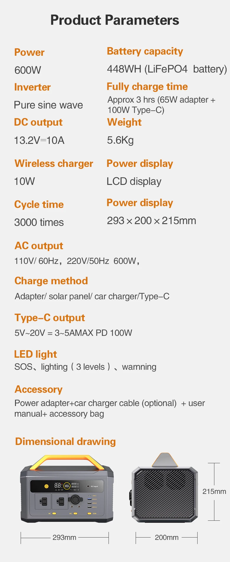 Fast Charging Inverter Solar Power Bank Portable Power Station For