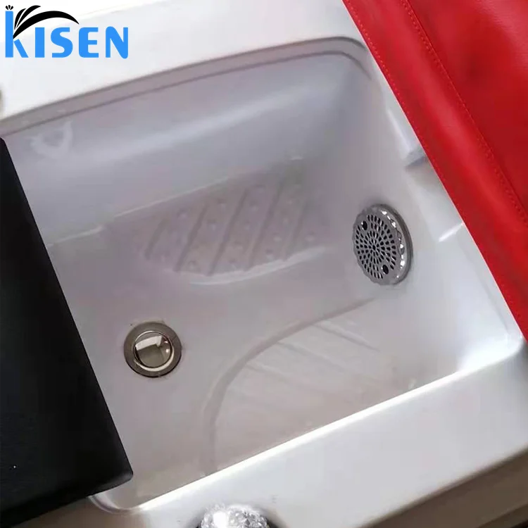 Kisen High Quality pink Red Color Pedicure Spa Chair with Footbath Spa Chair for Spa Equipment and Furniture Beauty Salon