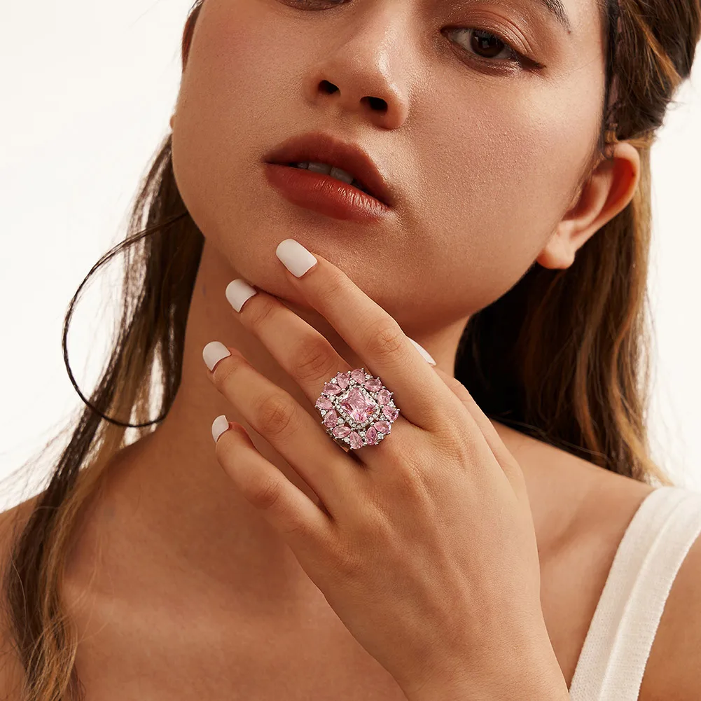 RINNTIN LZR25 Luxury Jewelry - Exquisite Pink Zircon Ring