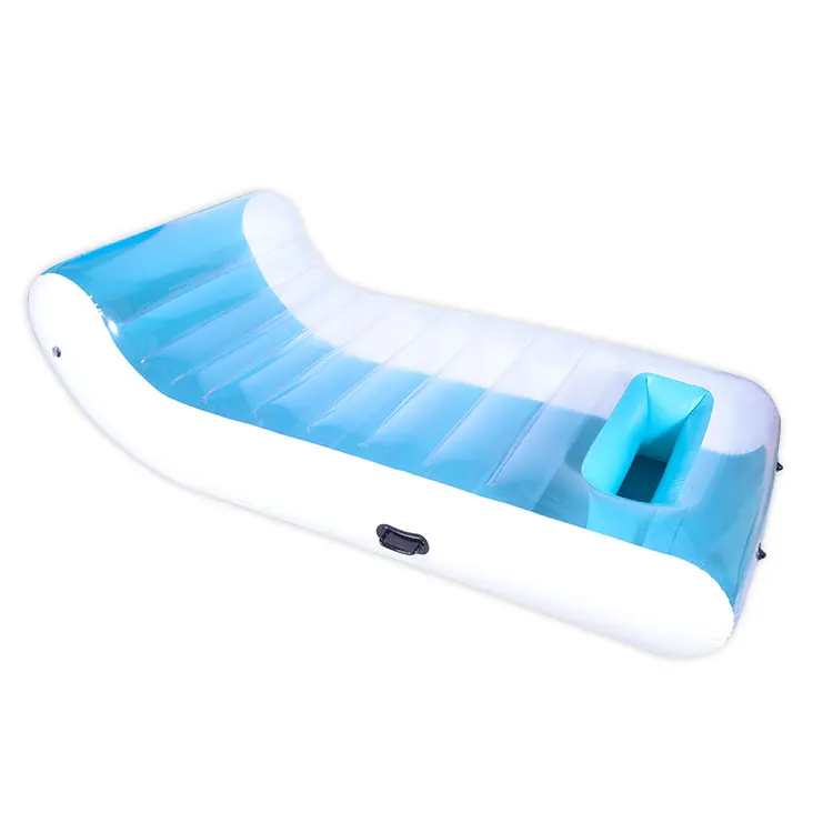 Iso9001 Manufacturer Custom Motorized Pool Lounger Blue Transparent Pvc Adult Pool Float