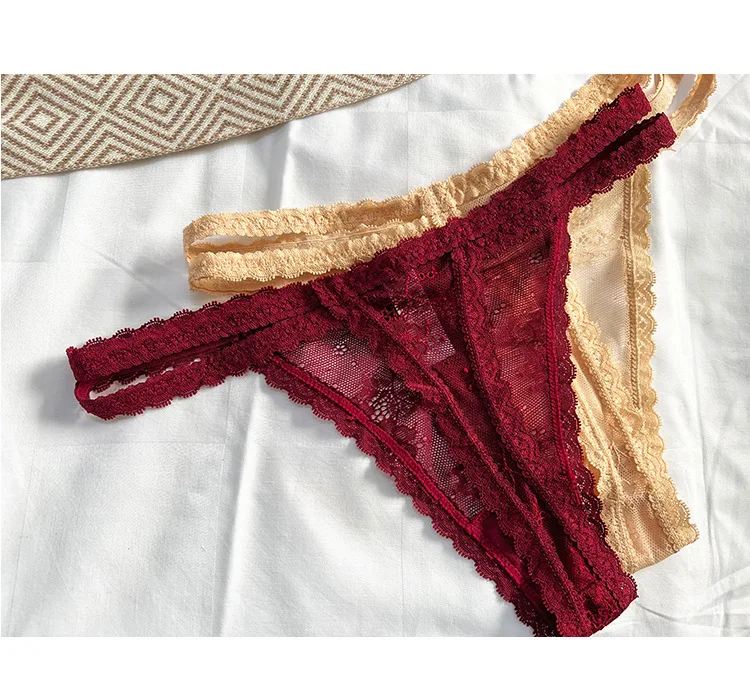 Factory Wholesale Low Waist Lace Panties Sexy Women Underwear T Back Pretty Thong Buy Bow Lady 7654