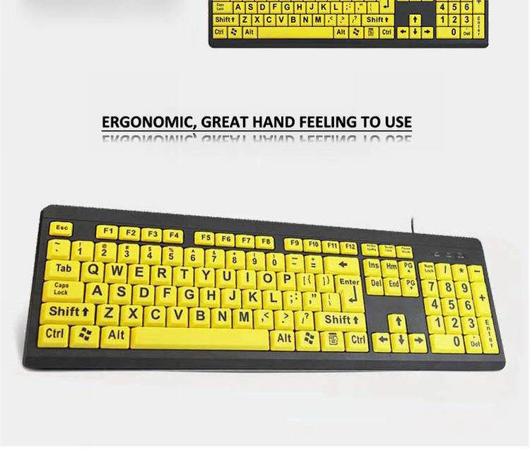 Large Print Computer Keyboard High Contrast Black and White Keys Makes ...