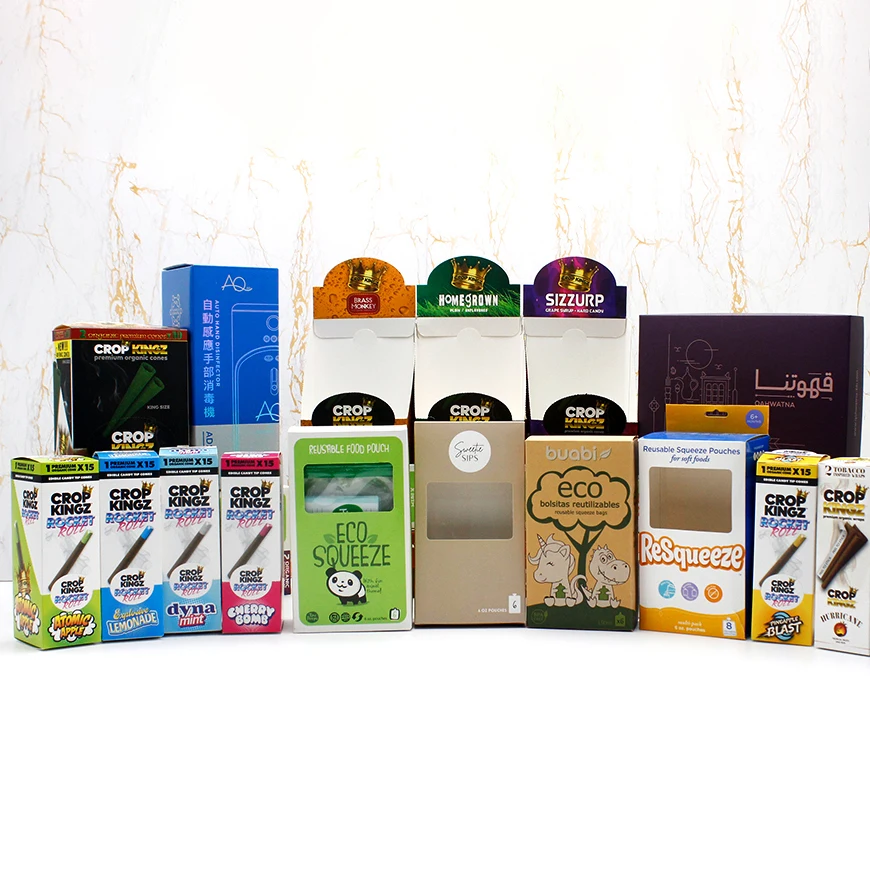 Recyclable Custom Kraft Paper Cardboard Counter Rolling Cigar Packaging Display Box