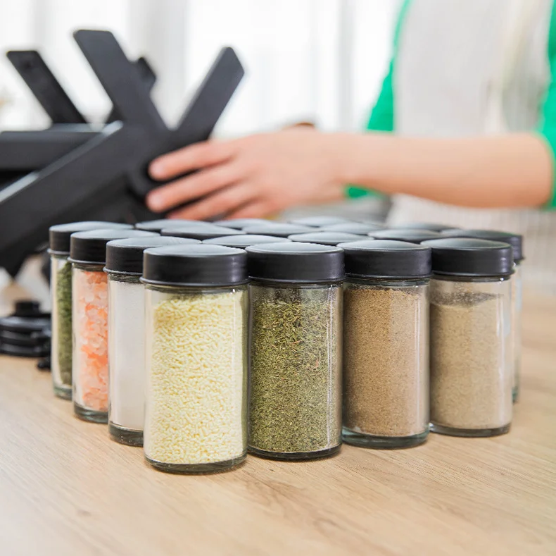 18 Cans Ferris Wheel Rotating Glass Bottle Spice Rack Organizer Set ...