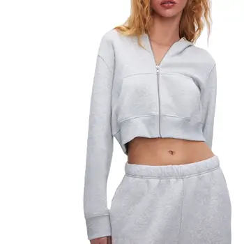 New custom women's hoodie zip long sleeve shirts jacket women's cropped hoodie