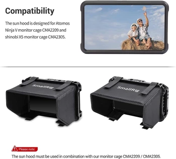 SmallRig Ninja V Sun Hood/Ninja V+ Sun Hood 5/Shinobi  Sun Hood for Atomos Shinobi 5/ Ninja V/Ninja V+ SmallRig Cage VH2269 detail image