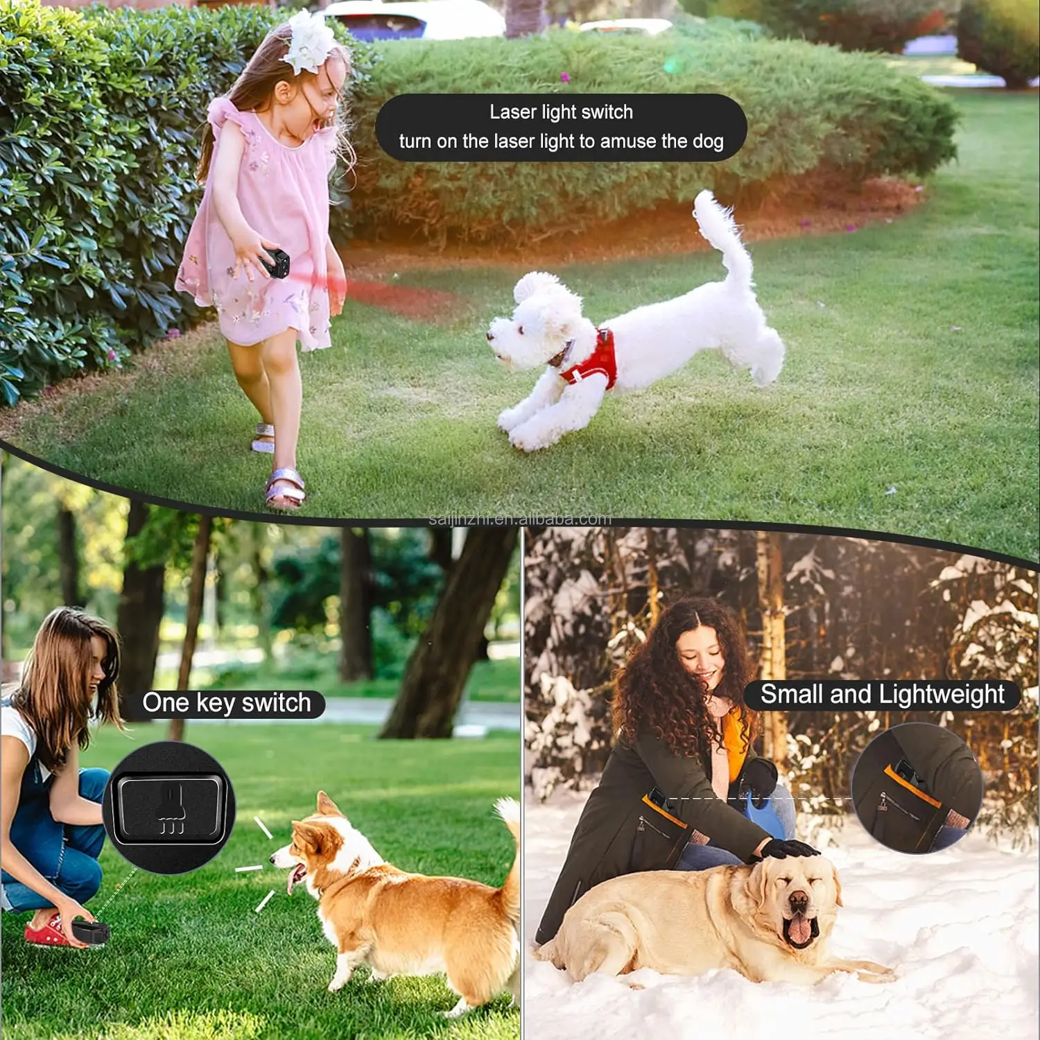 Saijzek Outdoor Rechargeable 3 Mode Sonic+Laser Ultrasonic Dog Training Device Dog Barking Deterrent Device Anti Barking Device manufacture