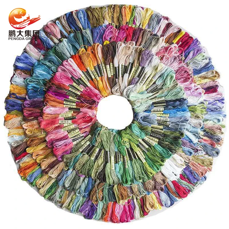 polyester 8m 447 colors hand cross stitch sewing bulk skeins thread kit set embroidery floss