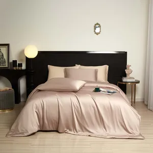 Organic Woven Bamboo Solid Pattern Customizable 300tc All-Season Quality Fitted Bed Sheet Set Duvet Cover Pillowcase Wedding