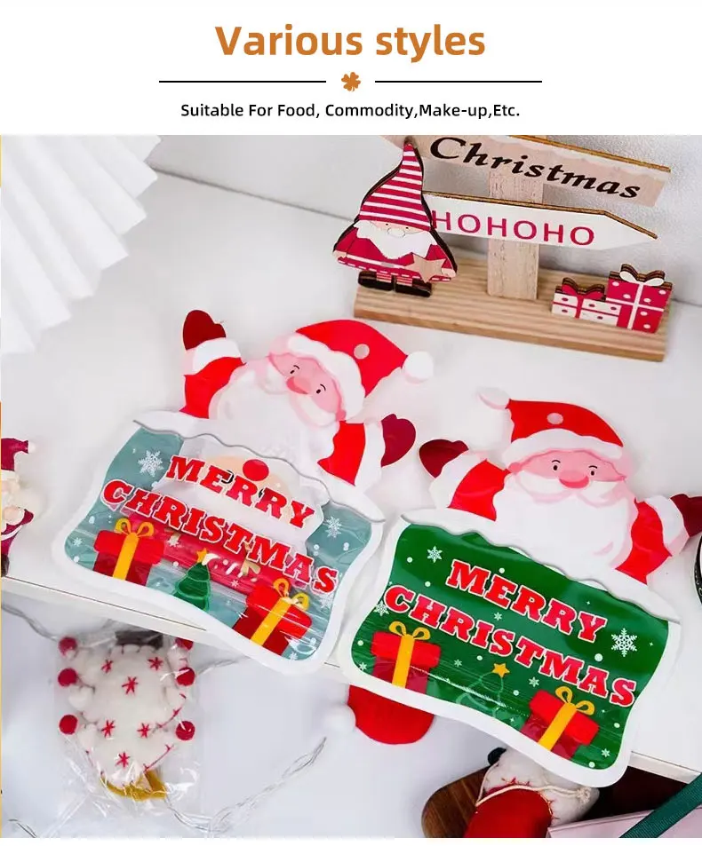 Santa Claus Shaped Bag,Christmas Ziplock Bag,Xmas Candy Packaging Bag