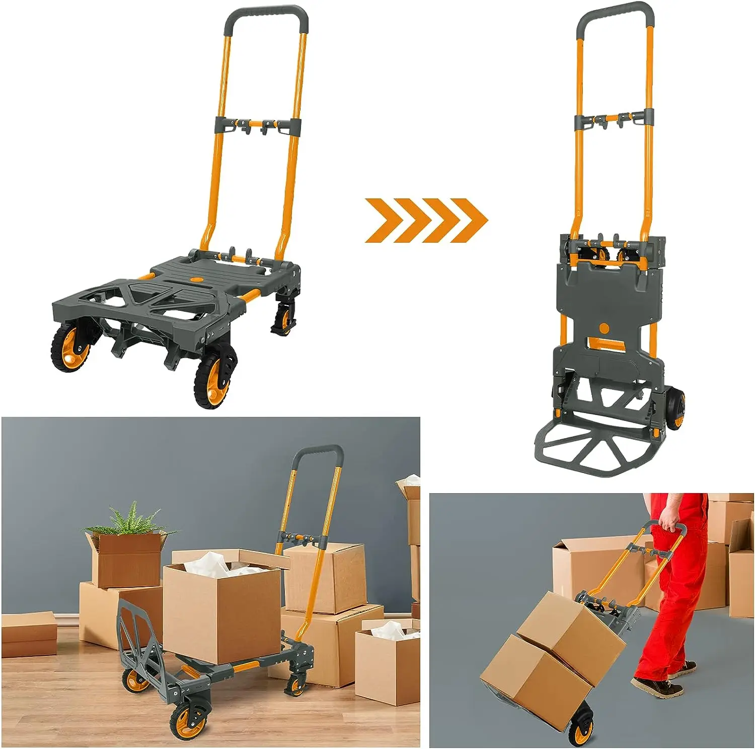 Folding Hand Truck and Dolly Capacity Portable Aluminum Luggage Cart Telescoping Handle Portable Dolly Cart