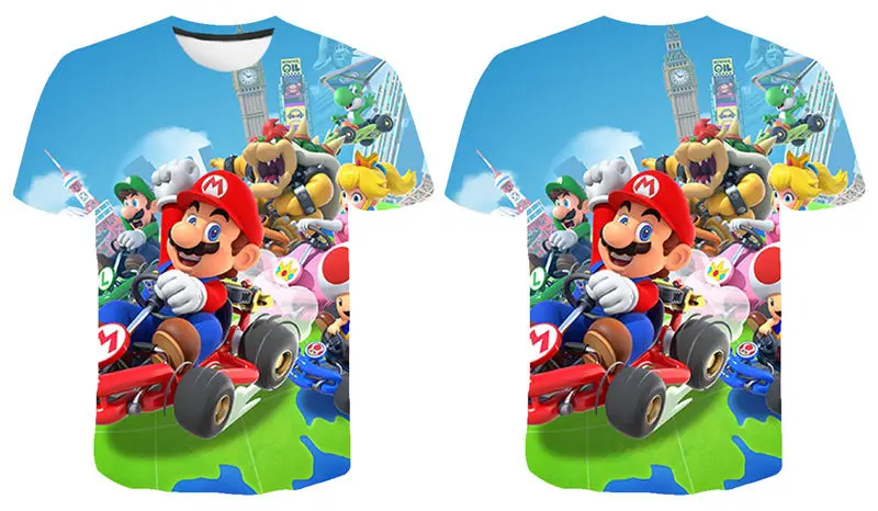 NFBZ Anime Mario T-Shirt pour Enfant T-Shirt 3D Imprimé Manches Courtes pour Garçons Fille 