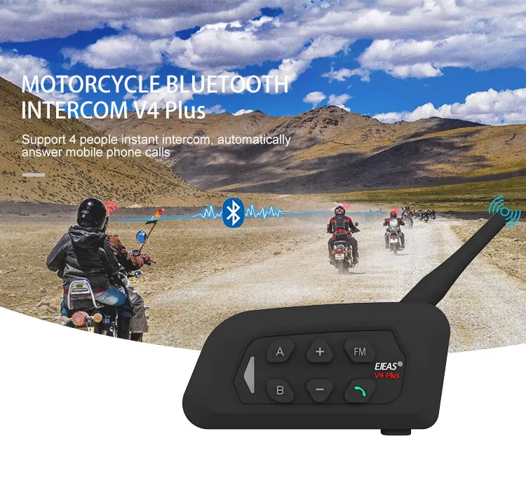 EJEAS V6 Pro Motorcycle BT Intercom 1.2KM FM Radio Headset Helmet