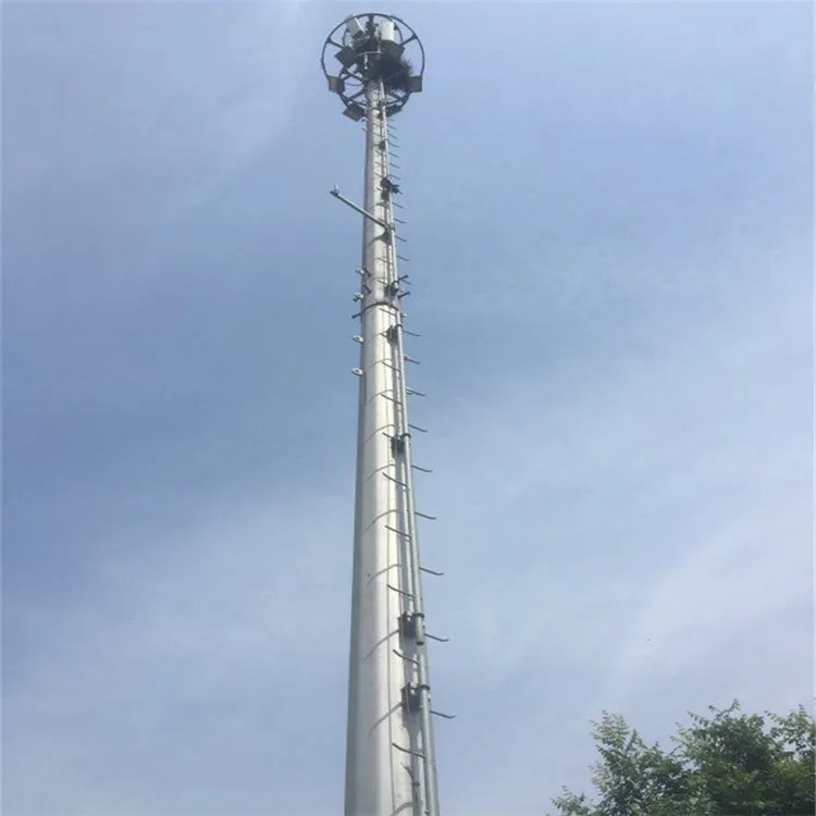 hot dip galvanized telecom 20m high mast steel television microwave communication single pipe steel tower