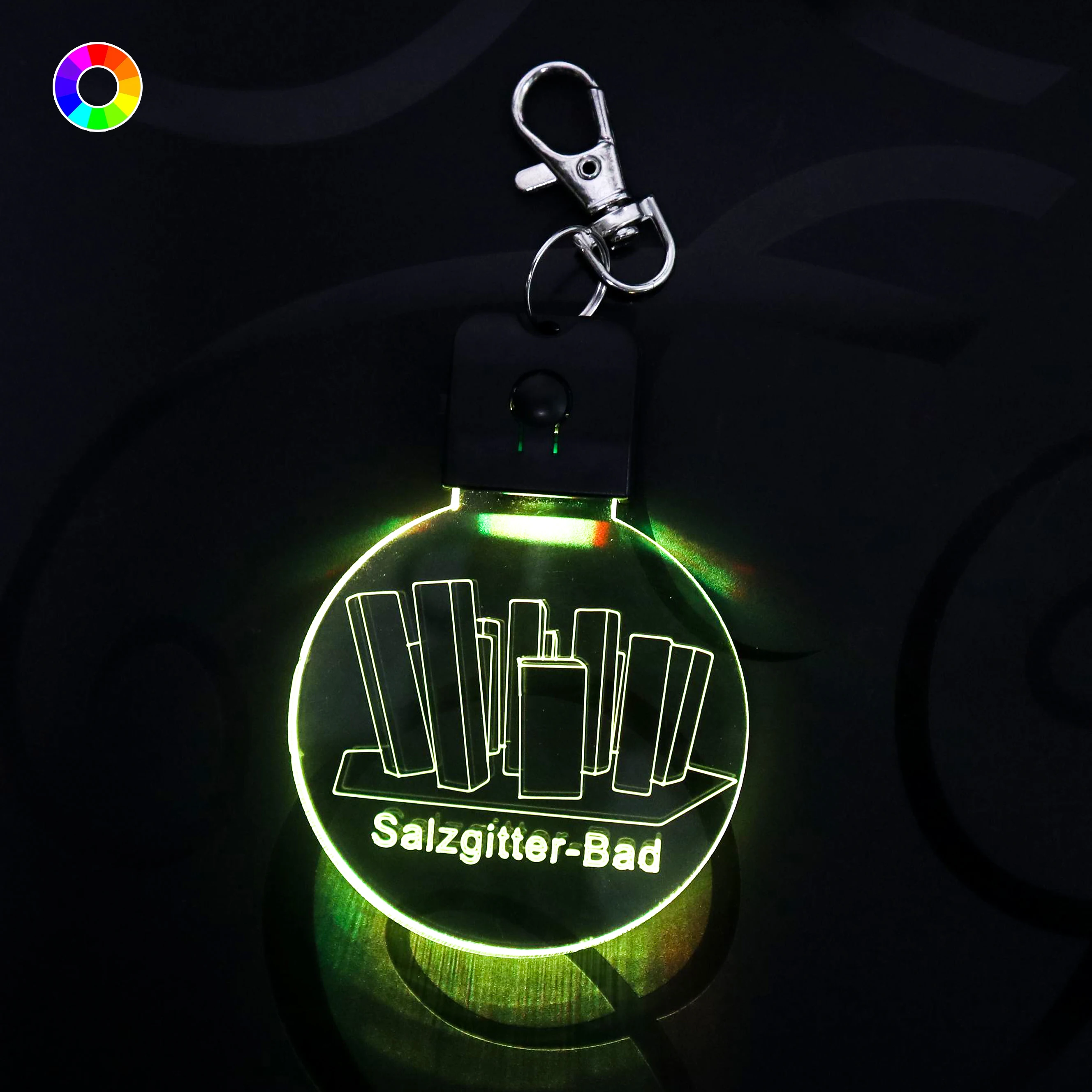 Customized Multi Design 3D Laser Engraved Blank Acrylic Keychain Led Pendant Light RGB Color Changing LED Crystal Key Chain Gift