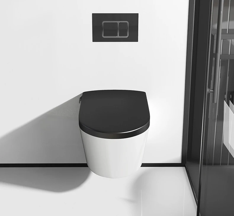 2024 luxury wall mounted electronic bidet toilet bowl matt black wall hung automatic smart toilet intelligent factory