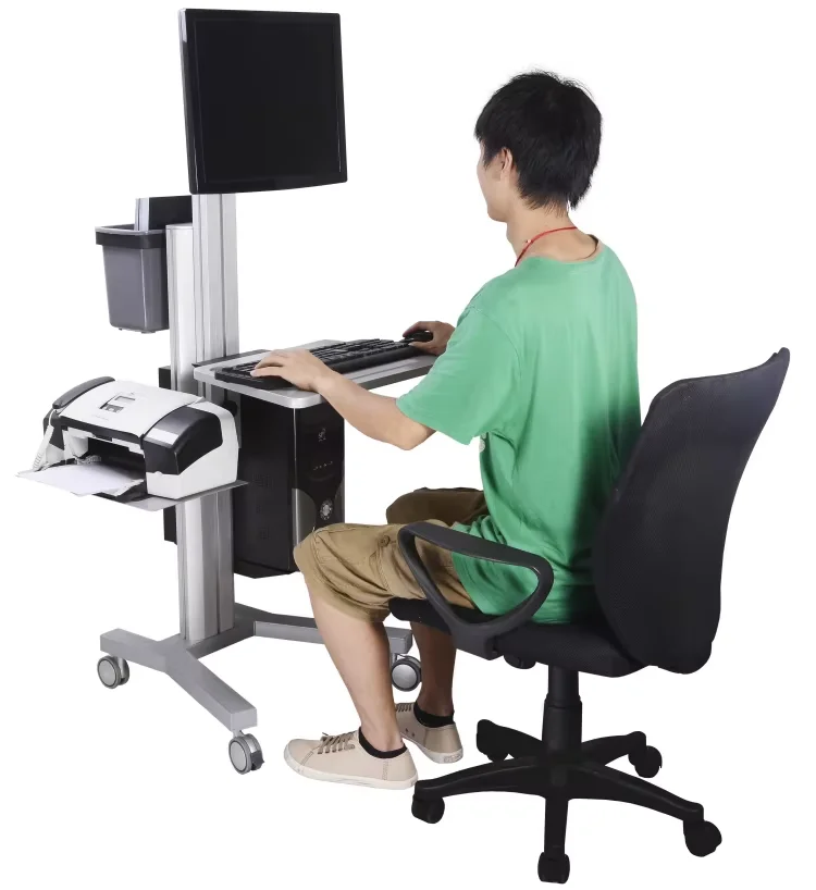 Height Adjustment Mobile Computer Cart