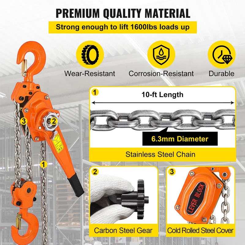 360 Degree Rotation Lever Hoist VA Model with 0.75t to 6t Lifting ...