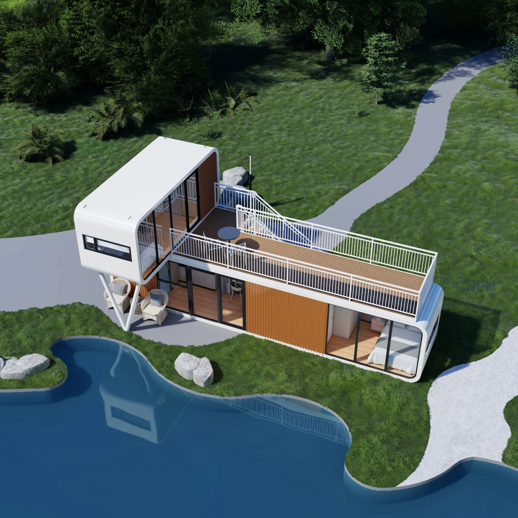 중국 xingang 에어 비앤비 조립식 하우스 작은 집 고급 빌라 애플 캐빈 가든 포드 호텔 용품