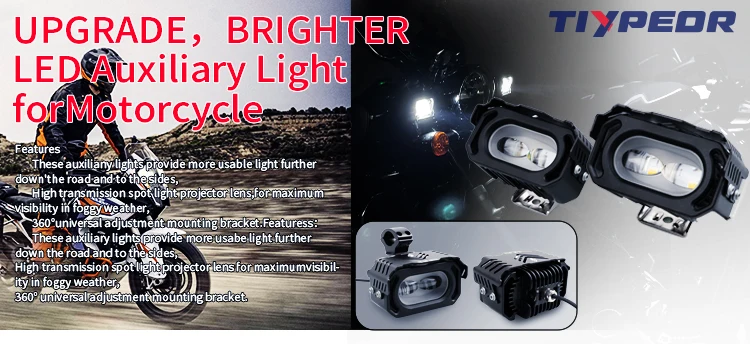 TIYPEOR Auxiliary Headlight Spotlight for Motorbike Fog Light Motorcycle Super Bright High Power Headlamp IPX8 Waterproof factory
