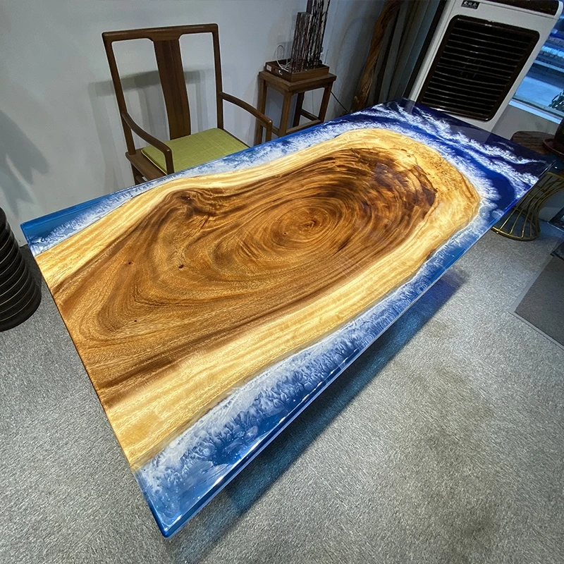Walnut Wood Epoxy Waterfall River Table / Walnut Wood and Transparent Matte  Turquoise Resin Coffee Table -  Australia