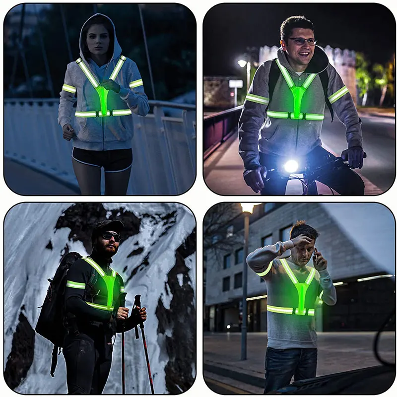 Заряжаемый от USB светодиодный светоотражающий жилет для ходунов с высокой видимостью