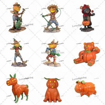 Statue Citrouille Halloween En Résine - 15 Cm - Décoration Effrayante Pour Table, Jardin, Intérieur - 4